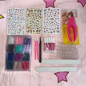 Vibrant Nail Art Set with Stickers and Tools